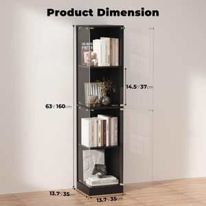 Vitrine d'angle SENYU avec portes transparentes, éclairage 3 couleurs, bibliothèque à 4 niveaux pour objets de collection, jouets et livres - Product Image 2