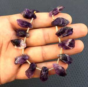 หินอเมทิสต์ชีวภาพ21ชิ้นเจาะด้านบนอัญมณีหยาบรูปร่างไม่สม่ำเสมอเครื่องประดับแฮนด์เมด - Product Image 3