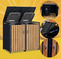 Vente en gros Poubelles en métal personnalisées 120L/240L Poubelle d'extérieur avec peinture au grain de bois Poubelle et hangar à ordures