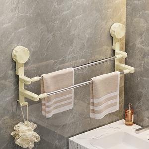 Porte-Serviettes <span class=keywords><strong>Extensible</strong></span> à Double Barre en Acier Inoxydable Vente en Gros, <span class=keywords><strong>Étagère</strong></span>s de Rangement Murales à Ventouse pour Salle de Bain et Toilettes - Product Image 1