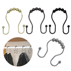 Rustproof <b>Shower</b> Curtain <b>Hooks</b> Double Sided Stainless Steel Bathroom Rings with Smooth Glide 12 Pcs - Product Image 2