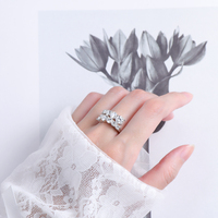 Perhiasan Fashion HipHop Grosir, Set Cincin Tunangan Bertumpuk Model Iced Out, Lulus Uji Berlian, Cincin Moissanite Twist Shank untuk Wanita