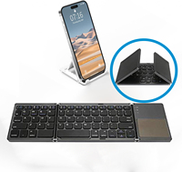 Keyboard Mini Bluetooth Lipat Tiga Portabel Tipis dengan Touchpad Mouse untuk Xiaomi TV Box