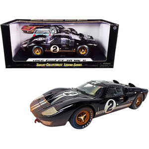 1966 Ford GT-40 MK II #2 DCD modellino in scala 1/18 auto nera con strisce argentate corsa da collezione (versione sporca)