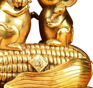 Decoración Fengshui, estatuilla de rata paragolpes China para el maíz y los lingotes chinos y cetro <span class=keywords><strong>Ru</strong></span> Yi - Product Image 6