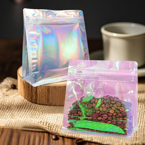 Bolsa de café con cierre vertical, película holográfica iridiscente, válvula única, bolsa de embalaje de calidad alimentaria para café, té y refrigerios - Product Image 1