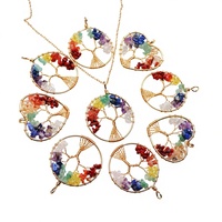 Pendentif Arbre de Vie en Cristal Naturel Coloré, Breloque Collier Arbre de Fortune, Ornement Décoratif à Suspendre pour Voiture et Usage Quotidien