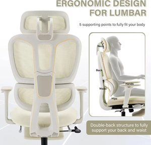 Adjustable <b>High</b> <b>Back</b> Ergonomic Swivel <b>Office</b> <b>Chair</b> with Foot Rest Dynamic Lumbar 2D Headrest - Product Image 5