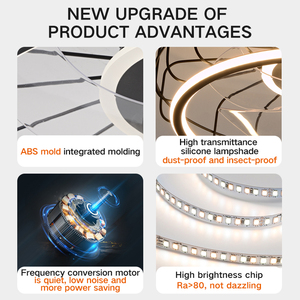 โคมไฟระย้าทันสมัยพร้อมรีโมทคอนโทรลแอพ ไฟพัดลมเพดาน <span class=keywords><strong>LED</strong></span> 220V ปรับความสว่างได้ 3 สี เปลี่ยนสีได้ 6 ระดับ สำหรับห้องนอน ห้องนั่งเล่น - Product Image 5
