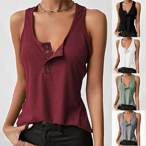 Débardeur sans manches pour femme, respirant, écologique, séchage rapide, col carré, couleur unie, tricoté, décontracté - Product Image 2
