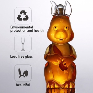 Bouteille de liqueur en verre en forme de lapin de 1 L personnalisée, bouteille de <span class=keywords><strong>vodka</strong></span>, whisky, carafe à vin avec bouchon en verre - Product Image 3
