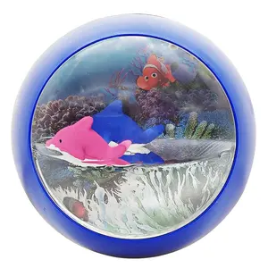 Sanlead Liquid Acrylic Water PMMA Oil Snow Dome Floater Flotage Floating Fridge Magnet With Dolphin for Promotion and Gifts