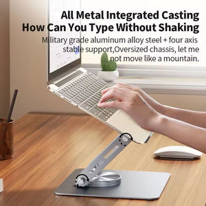 Dual Rotary Shaft Fully Foldable Metal <b>Tablet</b> Holder 360 Rotating Base Stable Support Universal Notebook Desktop <b>Stand</b> - Product Image 5