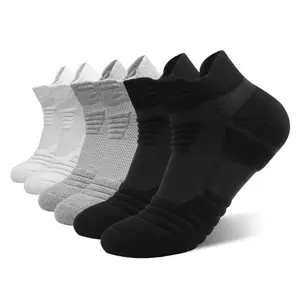 KTS33 meias esportivas de basquete elite para homens, meias pretas e brancas personalizadas de algodão terry, malha atlética de corte baixo para tornozelo