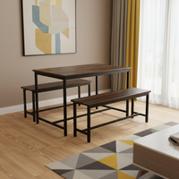 Table à manger rectangulaire moderne avec pieds en métal, plateau en bois écologique, design durable et stable, idéale pour appartement, convertible et extensible