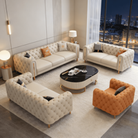 Ensemble de canapés sectionnels en cuir de luxe de style européen pour salon moderne italien de grande taille