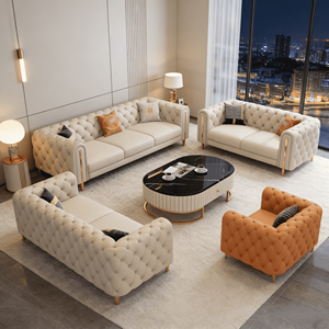 Ensemble de canapés sectionnels en <span class=keywords><strong>cuir</strong></span> de luxe de style européen pour salon moderne italien de grande taille - Product Image 1