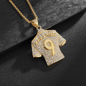 yunnique HipHop Stainless Steel Haaland 9 Jersey Pendant Necklace Pave Setting Unisex Gift Jewelry - Product Image 3