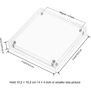 Cadre <span class=keywords><strong>photo</strong></span> pliable portable en acrylique transparent double face sans cadre de <span class=keywords><strong>4x4</strong></span> pouces avec support magnétique pour bureau - Product Image 2