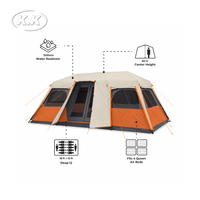Tente familiale Kawagebo Kamp (KK) à montage instantané, grande tente cabane imperméable pour 12 personnes, idéale pour les aventures en plein air