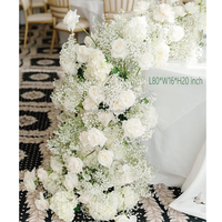 Decoración de Boda con Flores de Cerezo Blancas Puras, Camino de Mesa, Fondo Floral, Arreglo de Hileras de Flores de Seda