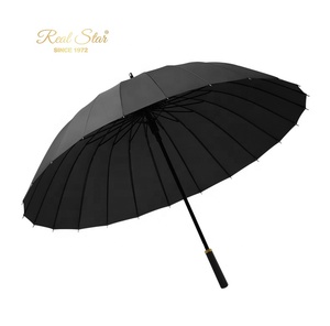 RST Khung Sợi Thủy Tinh Kích Thước Lớn Màu Trơn Ô Thẳng 24 Sườn Mạnh Mẽ Windproof Da Xử Lý Golf Umbrella Ombrello - Product Image 4