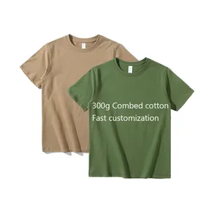 사용자 정의 고품질 270g 무거운 면화 남여 인쇄 자수 tshirt 짧은 소매 슬림 맞는 남성 빈 세이지 녹색 t 셔츠