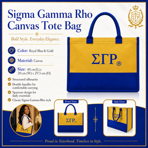 Borsa Tote in Tela <span class=keywords><strong>SGR</strong></span> 1922 Ispirata alla Sorority Sigma Gamma Rho, Design Blu e Oro, Grande Capacità, Vendita all'Ingrosso - Product Image 6