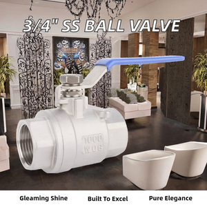 Válvula de Bola de Acero Inoxidable 316 de 3/4'', 2 Piezas, Paso Completo PT, Alta Temperatura 500 psi, para Agua/Gas/Aceite - Product Image 2