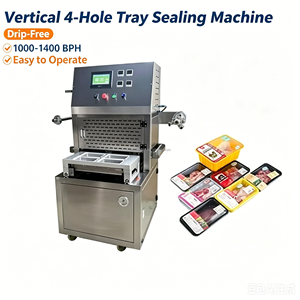 Machine de mise sous vide automatique <span class=keywords><strong>MAP</strong></span> pour barquettes, emballage sous atmosphère modifiée, scellage 4 trous pour viande fraîche, fruits de mer, plats préparés, aliments - Product Image 1