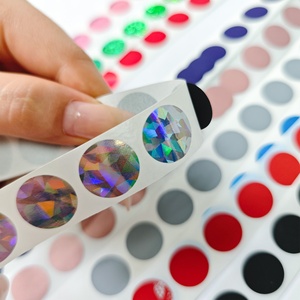 Nhà máy bán Scratch-off không thấm nước dính Stickers 16 Mét vòng tròn nhãn cho mã vạch 1000 cái/cuộn đầy màu sắc Scratch Off nhãn - Product Image 3