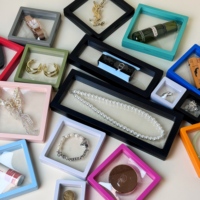 Boîtes d'emballage pour bijoux en film PE mince de forme carrée avec couleur et taille personnalisées, marque USM, boîte de rangement en plastique pour bagues