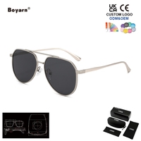 Lunettes de soleil Boyarn classiques en métal à double pont, nouveau logo personnalisable, lunettes de soleil pour femmes, lunettes classiques pour hommes