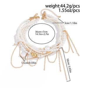 Collar irregular de moda Estilo retro Elegante collar multicapa Collar de borla de aleación Boda - Product Image 2