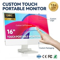 Monitor Laptop Portabel Tipis Ringan 16 Inci HDR Layar Sentuh 1080P LCD IPS 99% SRGB USB-C Speaker Internal Anti-Cahaya Biru Gaming