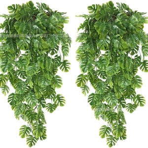 Artificial Monstera <b>Leaf</b> Vine <b>Wall</b> Hanging Green Plant Indoor Outdoor <b>Decoration</b> Soft Plastic Bouquet - Product Image 5