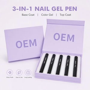 Abrltino Venta al por mayor de fábrica Esmalte de uñas en bolígrafo sin HEMA ni TPO, con purpurina, 3 en 1, <span class=keywords><strong>Gel</strong></span> de color para decoración de uñas, Bolígrafo de <span class=keywords><strong>gel</strong></span> de un solo paso - Product Image 4
