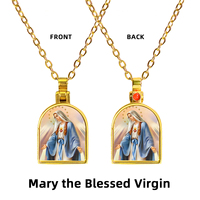 Collier pendentif catholique GIVELUCK Marie la Vierge, plaqué or 18 carats, style religieux