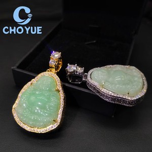 New Arrival 925 Sterling <b>Silver</b> Green Jade Buddh Moissanite Men Pendant Hip Hop <b>Charm</b> for Men Pass Diamond Tester GRA - Product Image 2