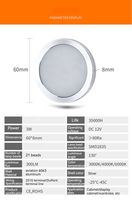 Plafonnier LED circulaire miniature USB ultra-fin à 21 LED, DC12V 3W, spots encastrés pour vitrines d'exposition