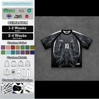 T-shirt OEM surdimensionné personnalisé brodé et imprimé, Taille 10, 100% Polyester, T-shirts de football style joueur mondial européen