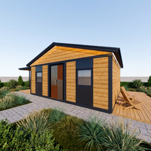 Maison préfabriquée modulaire personnalisée avec revêtement en bois, structure en acier, conteneur habitable portable avec auvent - Product Image 1