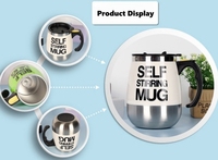 Nouveauté 2026 : Tasses mélangeuses auto-agitantes en acier inoxydable 400 ml, personnalisables, disponibles en plusieurs couleurs pour le bureau et la maison