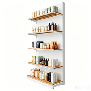 Estantería de Góndola de Madera Resistente para Supermercado, Estante Rectangular sin Respaldo de 5 Niveles Ajustables para Montaje en Pared, para Exhibición en Tiendas - Product Image 5