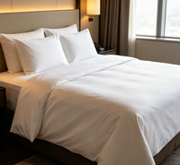 Parure de lit de luxe en coton satiné blanc pour hôtel, 100 % coton tissé Air-Jet léger, largeur 250 cm, housse de couette et drap de qualité hôtelière