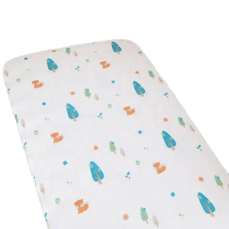 Baby Waterproof Sheet Lovely Printing Organic Bamboo Cotton Baby Knitting Bed Cover Soft Terry Cloth