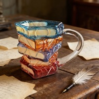 Tasse à café en forme de livre, isolante, au design moderne et épuré, peinte à la main, pour la maison, idéale pour l'export.
