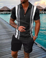 Ensemble de vêtements de sport personnalisé OEM, polo zippé, haut et short de plage, jogging 2 pièces, survêtement pour homme, ensemble de sport de loisirs