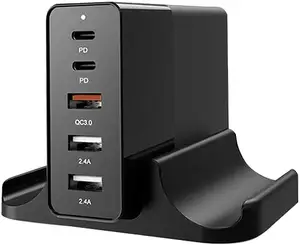 USBC充電器65W急速充電ステーションMacBookPro/Air、iPad Pro、iPhone 12 MiniPro用の5ポートデスクトップマルチポートACアダプター