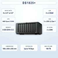 DS1825+ NAS 8베이 디스크리스 V1500B 8GB DDR4 ECC 2.5GbE SSO 케르베로스 암호화 중복방지 볼륨 스마트 미디어